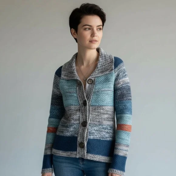 Mossimo Multi-Color Wool Blend Button Front Cardigan Women’s M - Picture 2 of 9